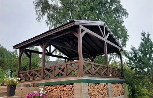 Деревянный навес для двух машин Заречный