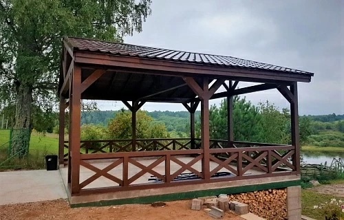 Деревянный навес для двух машин Заречный